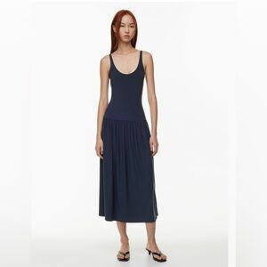 Aritzia Navy Blue Scoop Neck Midi Dress